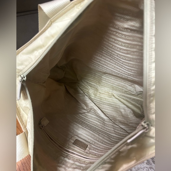 Vintage Prada Tessuto Tote Large Shoulder Bag Well-Loved Beige Authentic Y2K - Picture 16 of 17